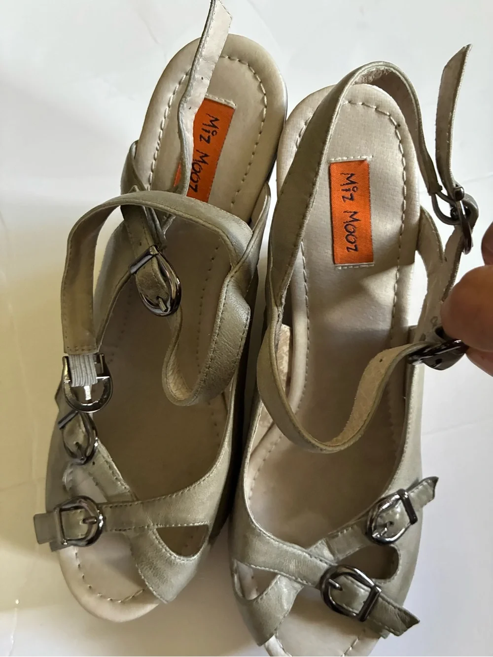 Miz Mooz Olive Green Buckle Heeled Sandals